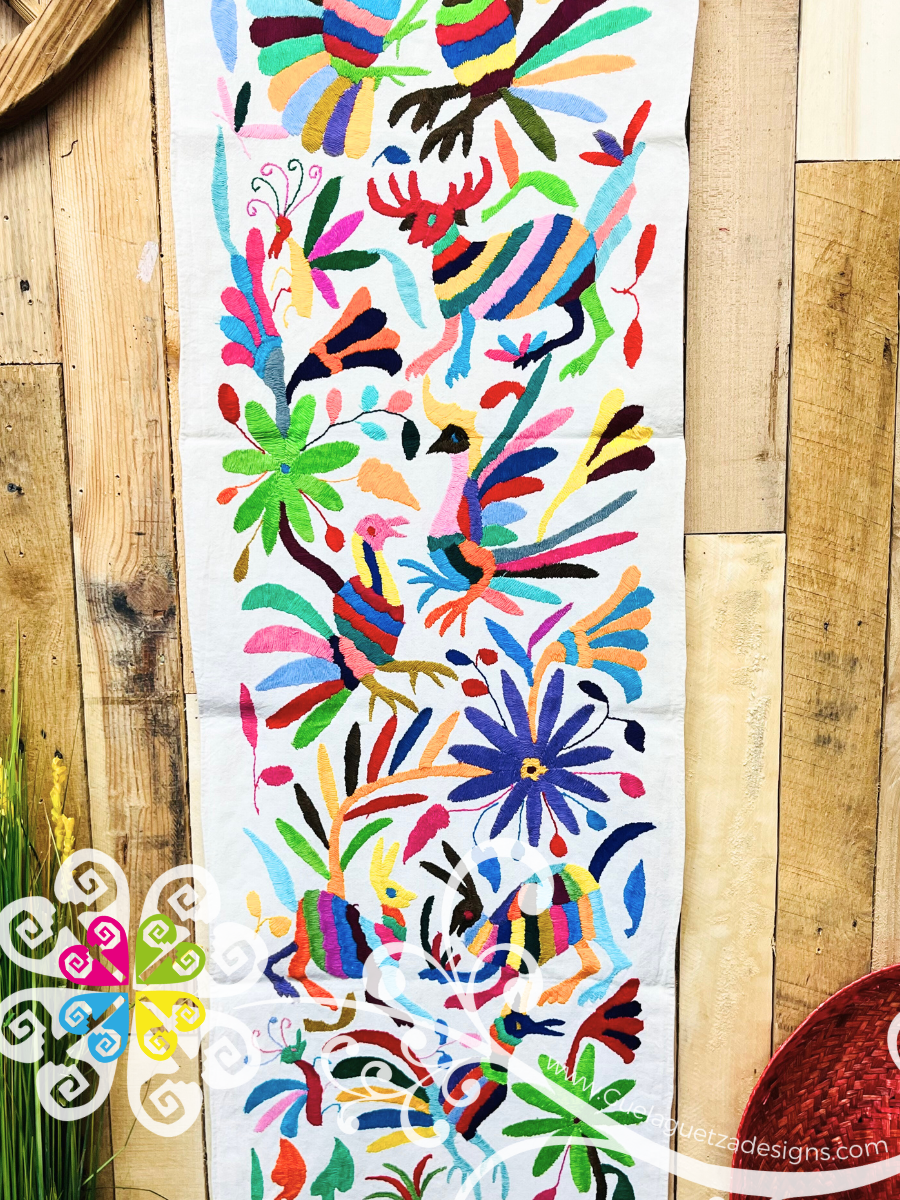 Large Multicolor Otomi Table Runner - Camino de Tenango