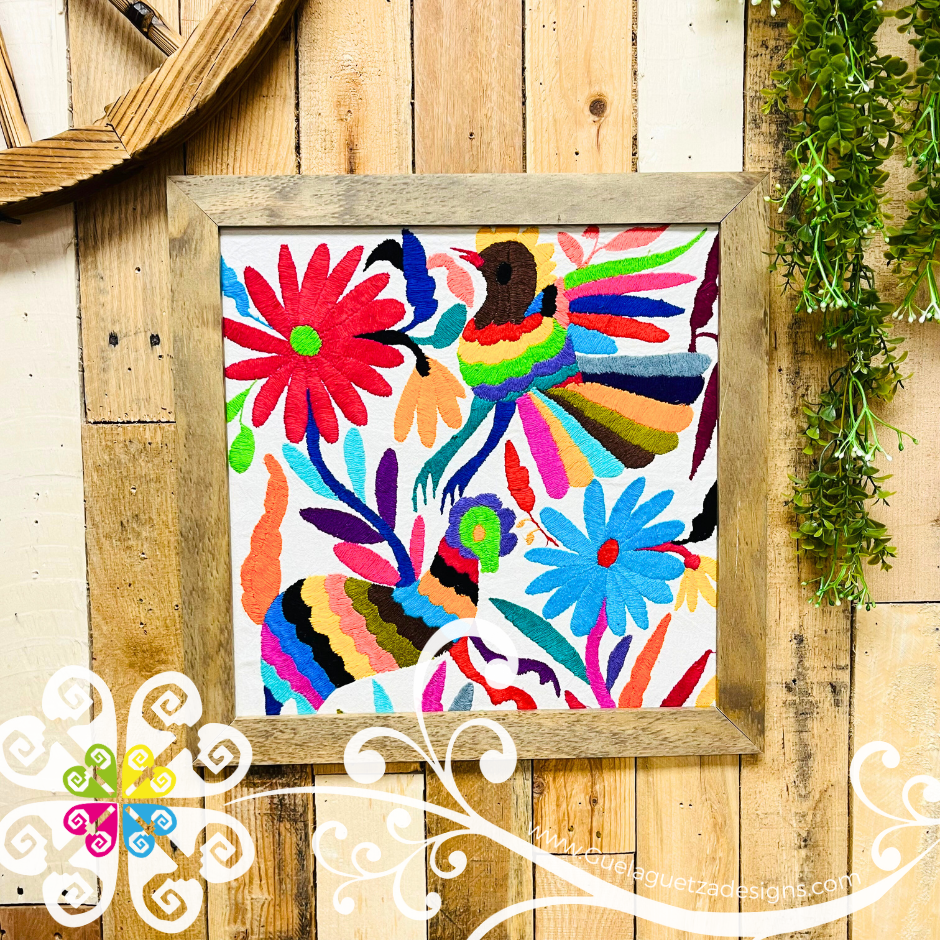 Medium Square Embroidered Otomi Frame - Wall Art