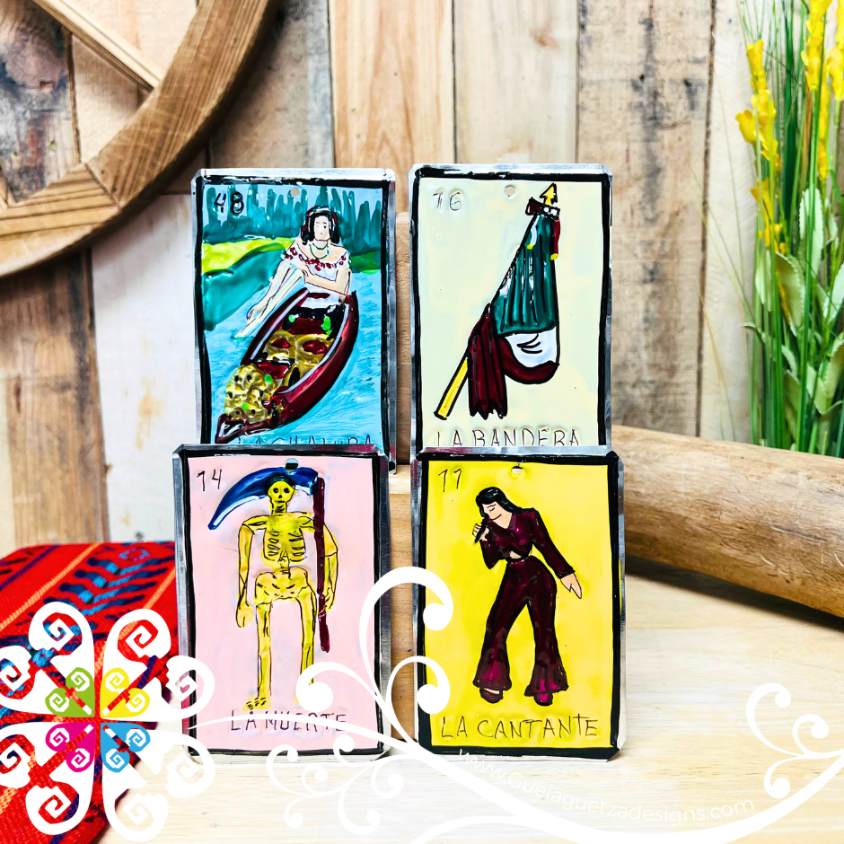 Set of 4 Hojalata Loteria Cards - Mexican Decor