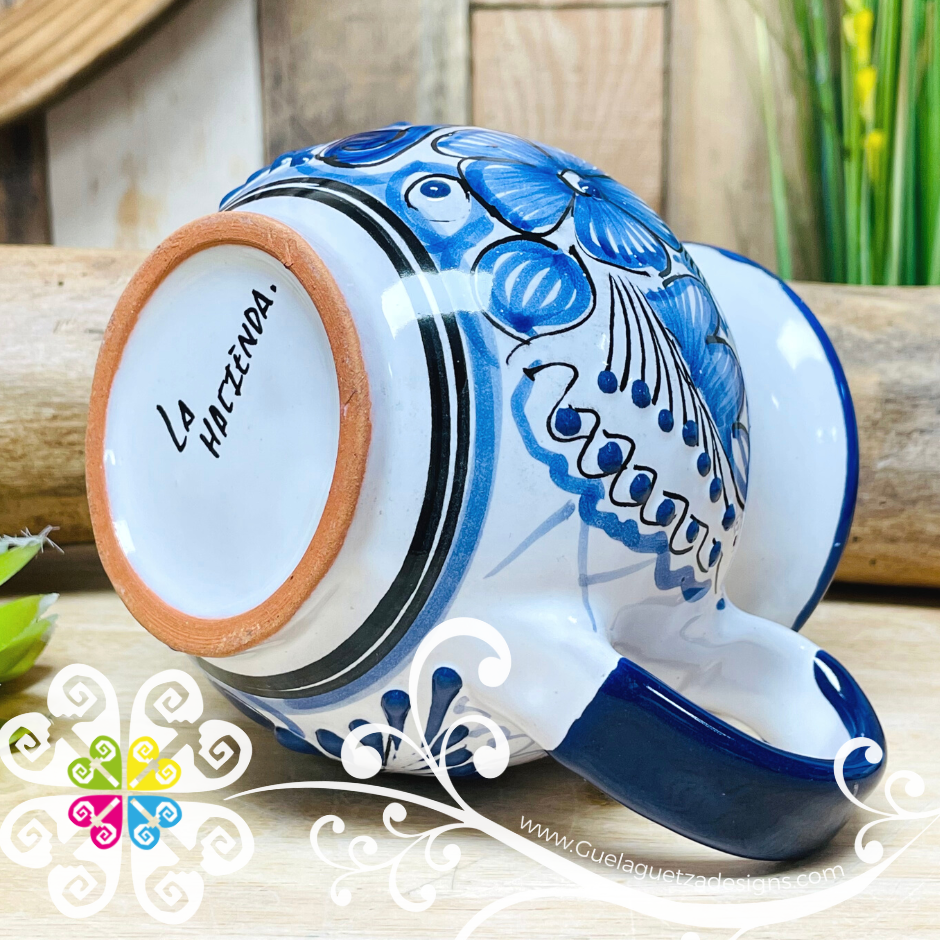 Floral Blue Talavera Ponchera Mug - Single Talavera Mug