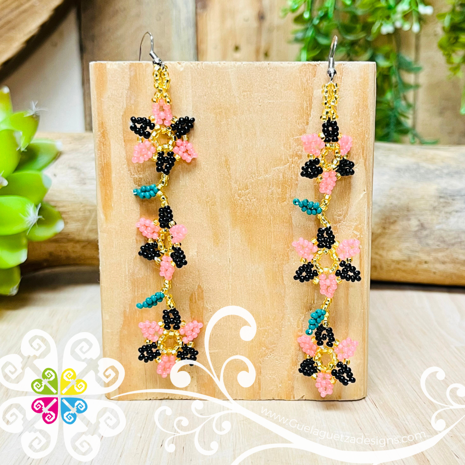 Beaded Flower Vine Earrings