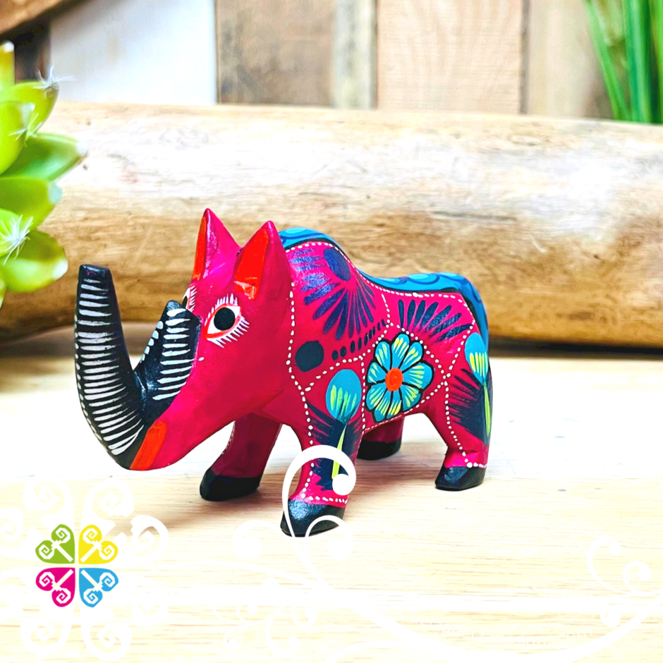 Small Rhinoceros Alebrije - Handcarve Wood Decoration Figure