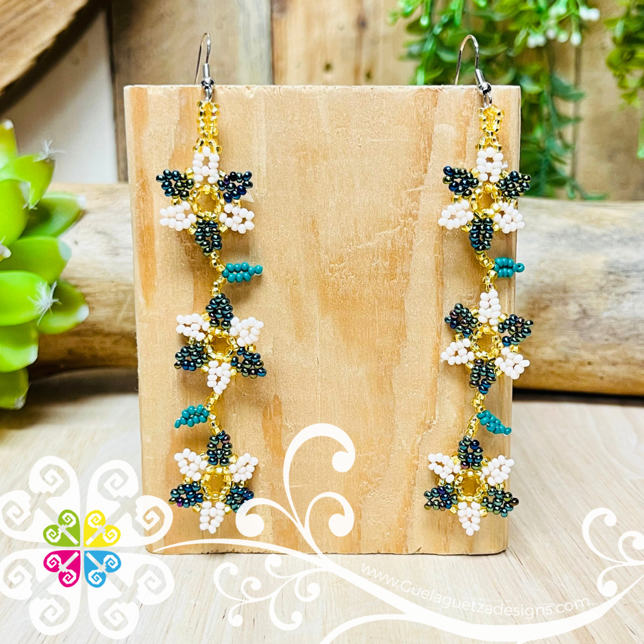 Beaded Flower Vine Earrings