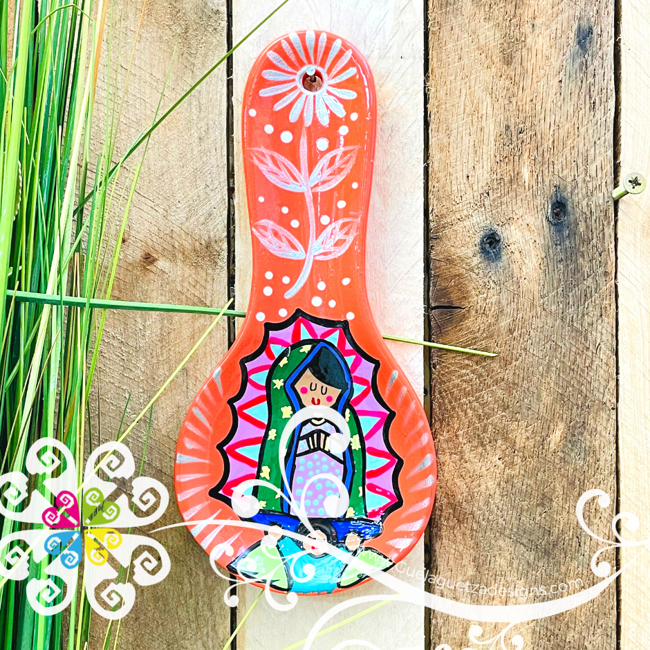 Virgen Guadalupe Hand Painted Spoon Rest