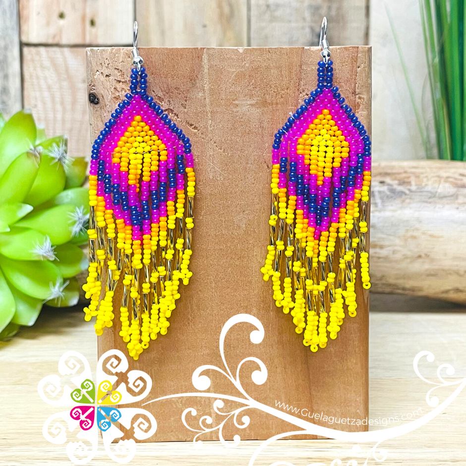 Large Rhombus Cascade Earrings - Beaded Earrings