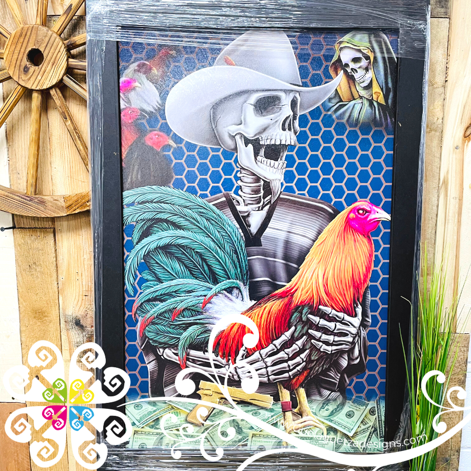 Large Day of the Dead Wall Art - Black Frame Litografia