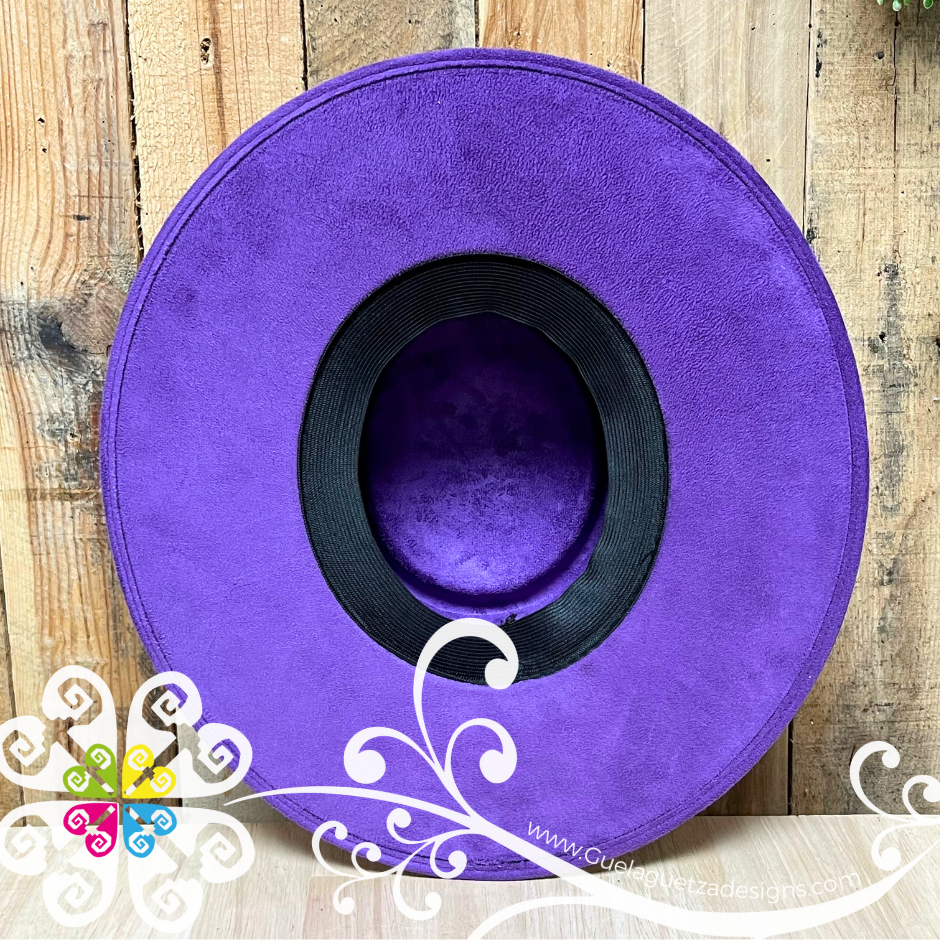 Purple Oval Mitla Velvet Hat - Hand Painted Hat