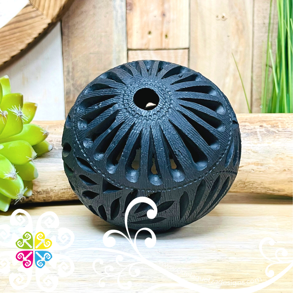 Extra Small Circular Candle Holder - Barro Negro Oaxaca