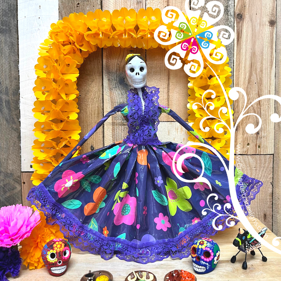 Medium Catrina Papel Mache - Wide Dress