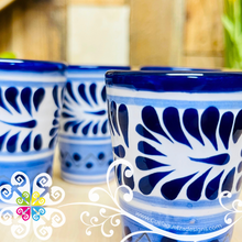 Set of 4 Blue Talavera Tequilero - Blue Feathers