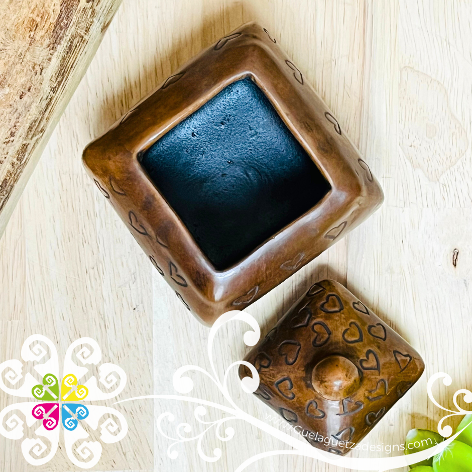 Medium Square Jewelry Box - Barro Cafe Oaxaca