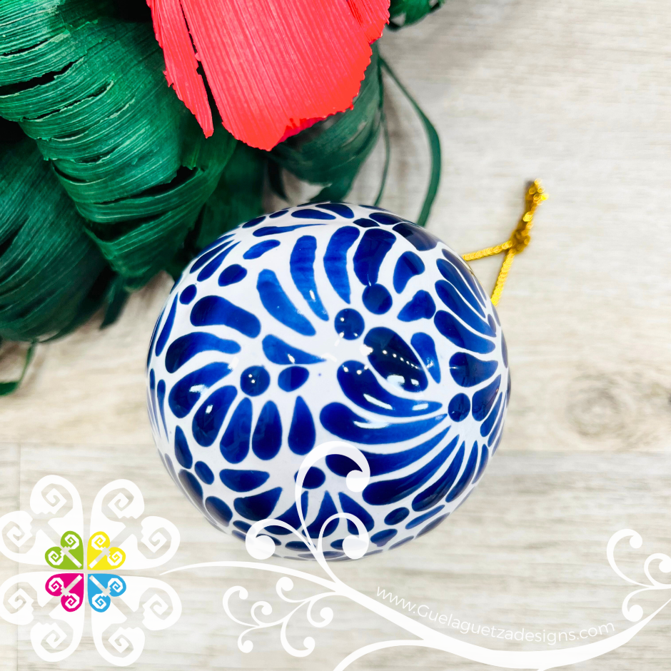 Feathered Puebla Ornaments - Talavera Christmas Ornaments