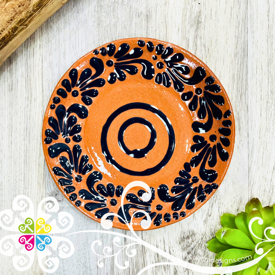 Set of 4 Medium Plumeado Plate - Set Clay Flat Plates