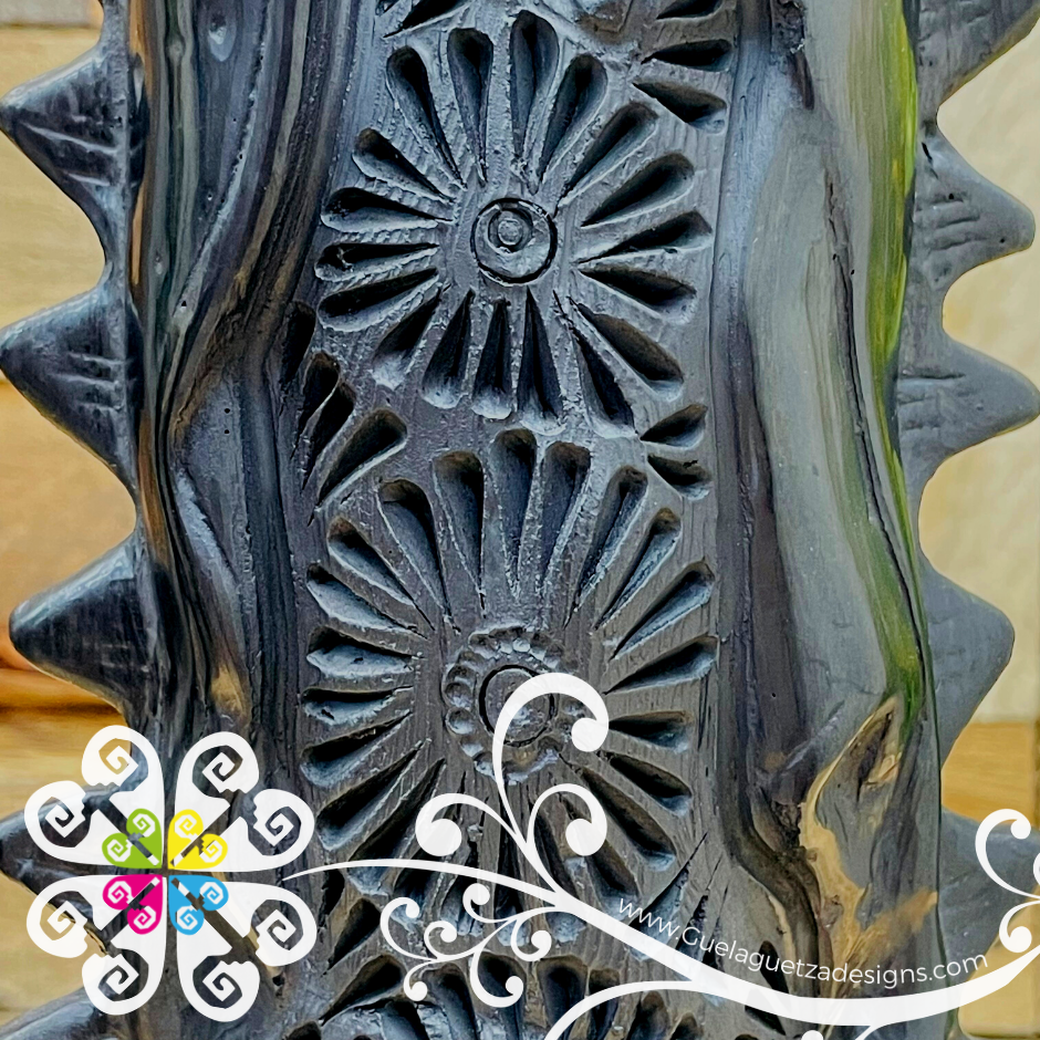 Virgen Guadalupe Statue - Black Clay Oaxaca