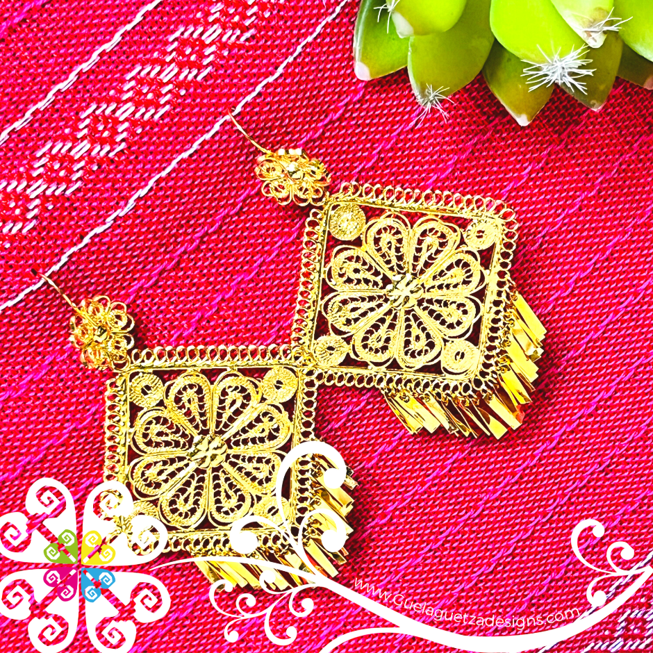 Large Gold Filigrana Artisan Earrings