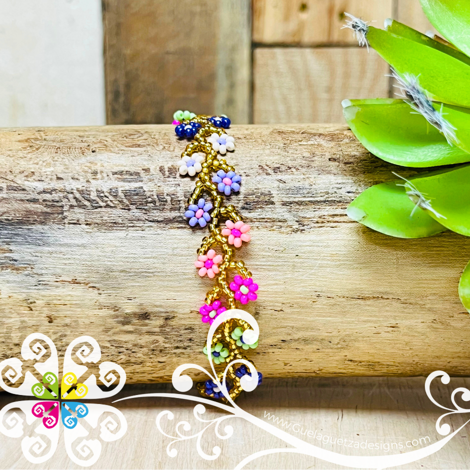 Vine Flower Blossom Beaded Bracelet