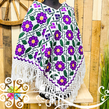 Colors Floral Design Embroider Poncho - Mañanita