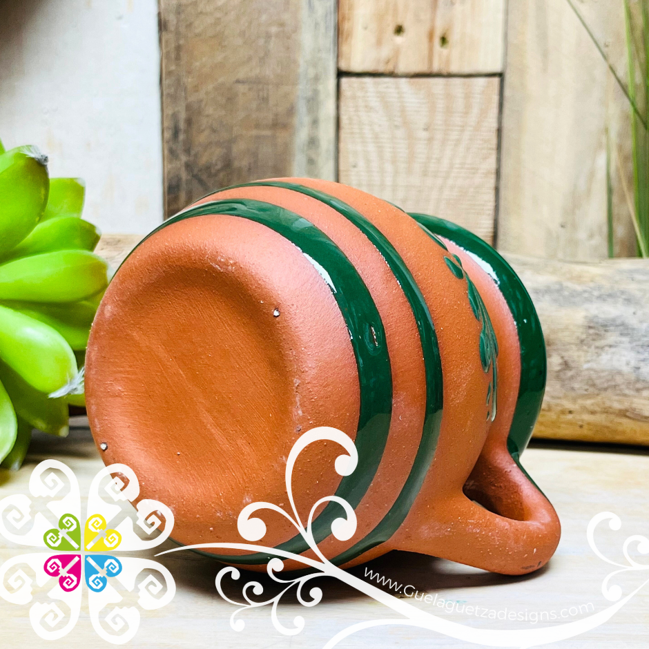 Set of 4 Plumeado Mexican Clay Mugs - Jarrito Mexicano