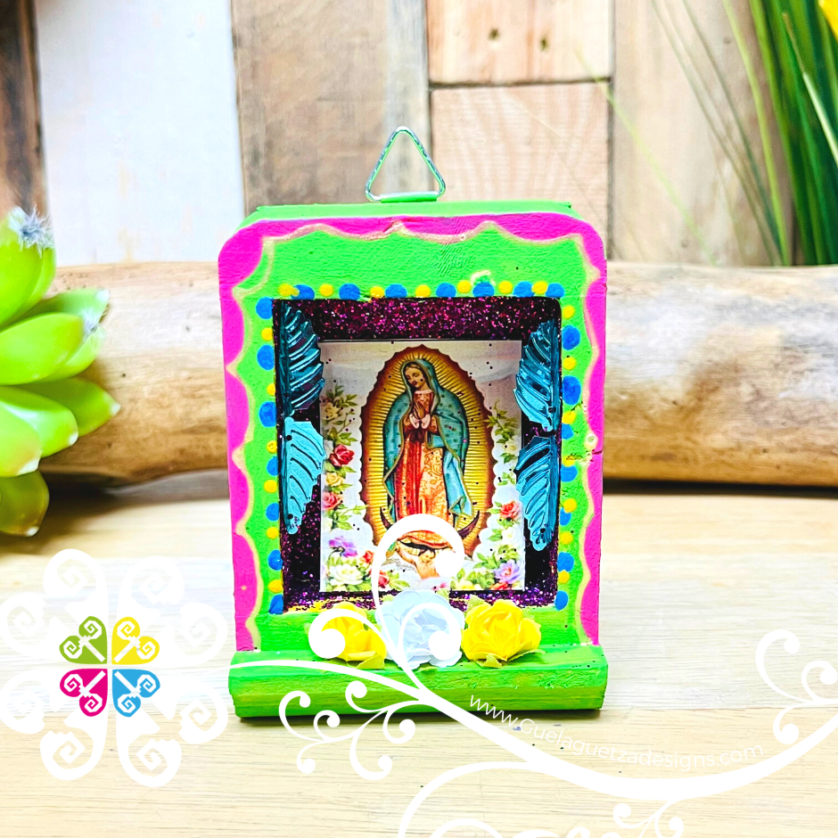 Miniature Virgencita Shadow Box - Cajita Decorativa