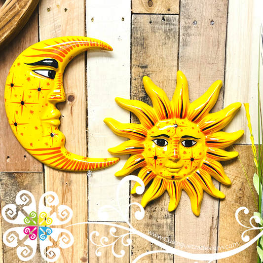 Ceramic Sun & Moon Set - Wall Decor