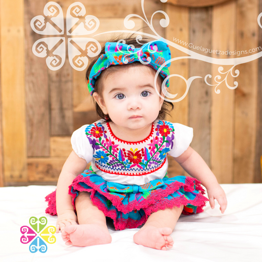 Blue Turquoise Primavera Girl Set - Mexican Children Outfit