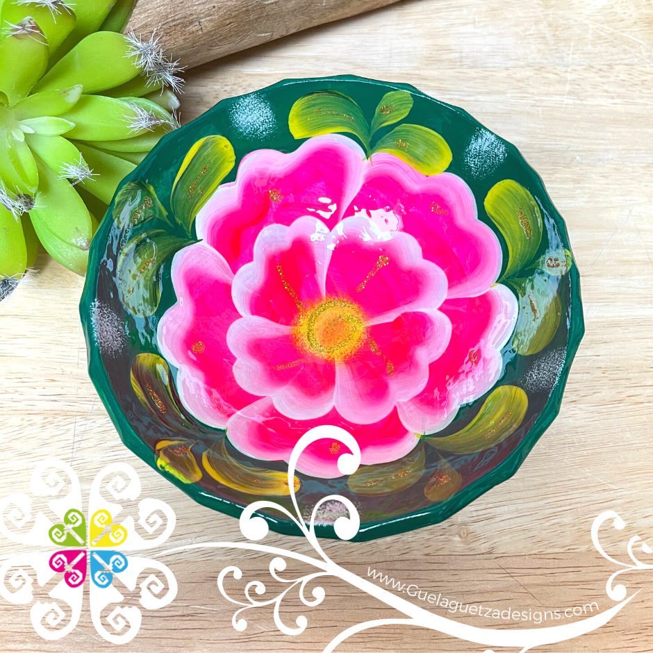 Green Guerrero Hand Painted Salsa Bowl - Salcero De Barro