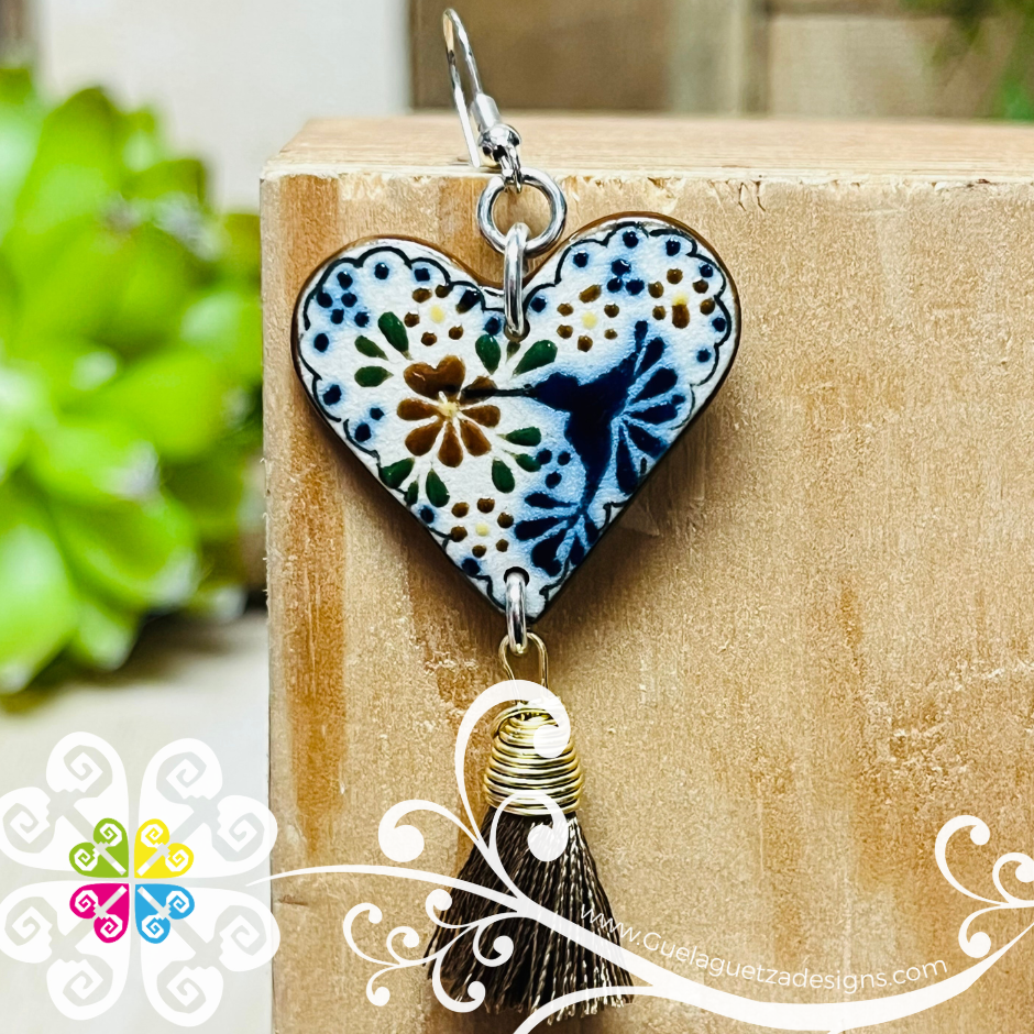 Corazon Colibri Earrings - Aretes Barro Alta Temperatura