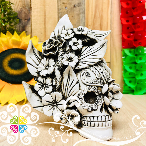 Large Catrina Floreada - Artisan Day of Dead Resin Skull