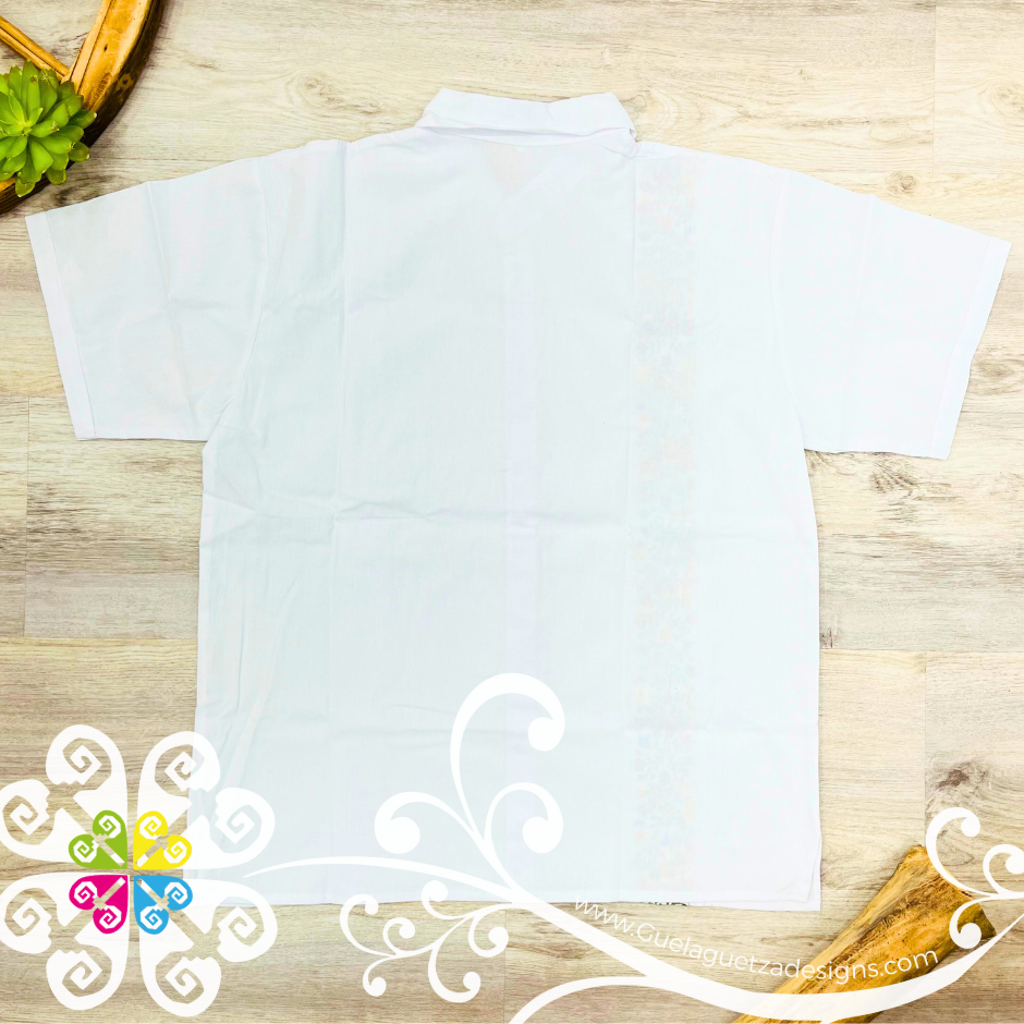 White Vine Flowers - Embroider Men Shirt