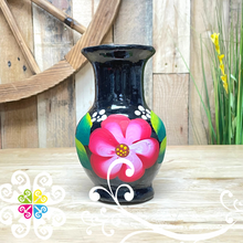 Small Black Clay Handpainted Vase - Barro Negro Oaxaca