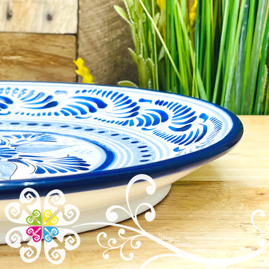 Large Blue Talavera Tray - Single Talavera Plate