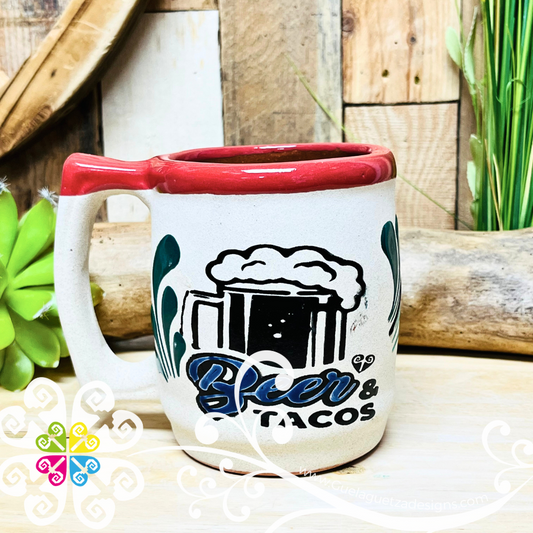 Beer & Tacos Clay Mug - Single Beer Mug