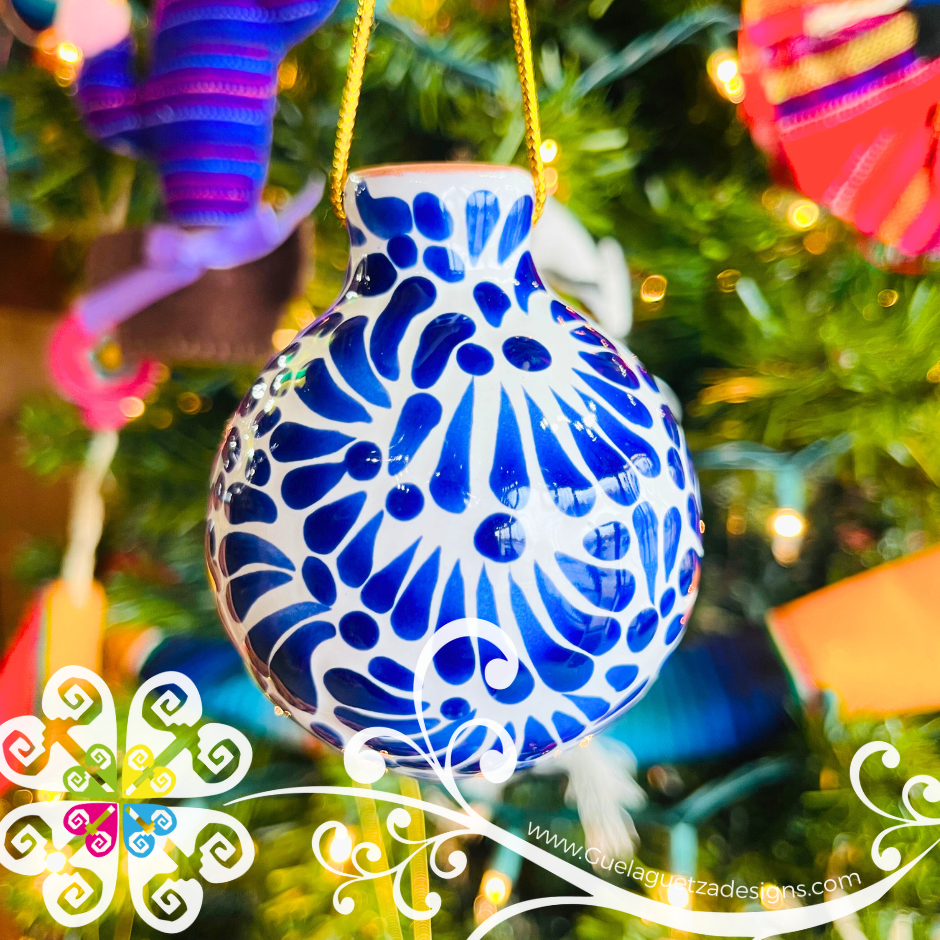 Feathered Puebla Ornaments - Talavera Christmas Ornaments