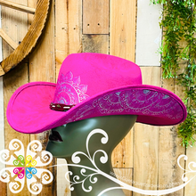 Fuchsia Mitla Cowboy Velvet Hat - Hand Painted Hat