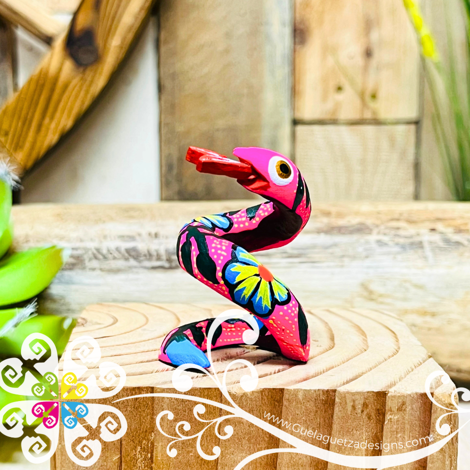 Mini Snake Alebrije Handcarve Wood Decoration Figure