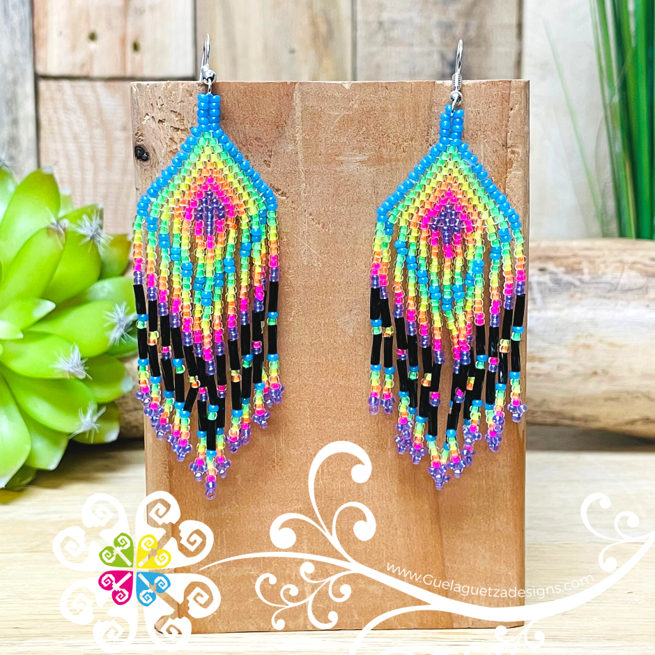 Large Rhombus Cascade Earrings - Beaded Earrings