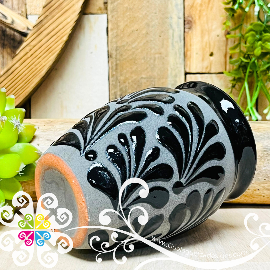 Set of Black/Gray Espiga Plumeado Cantarito Cup - Set Clay Cantarito