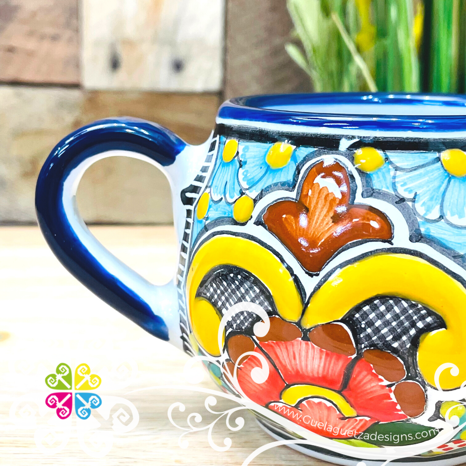 Small Floral Bouquet Talavera Chocolatera Mug