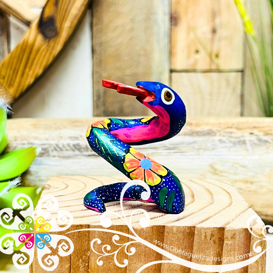 Mini Snake Alebrije Handcarve Wood Decoration Figure