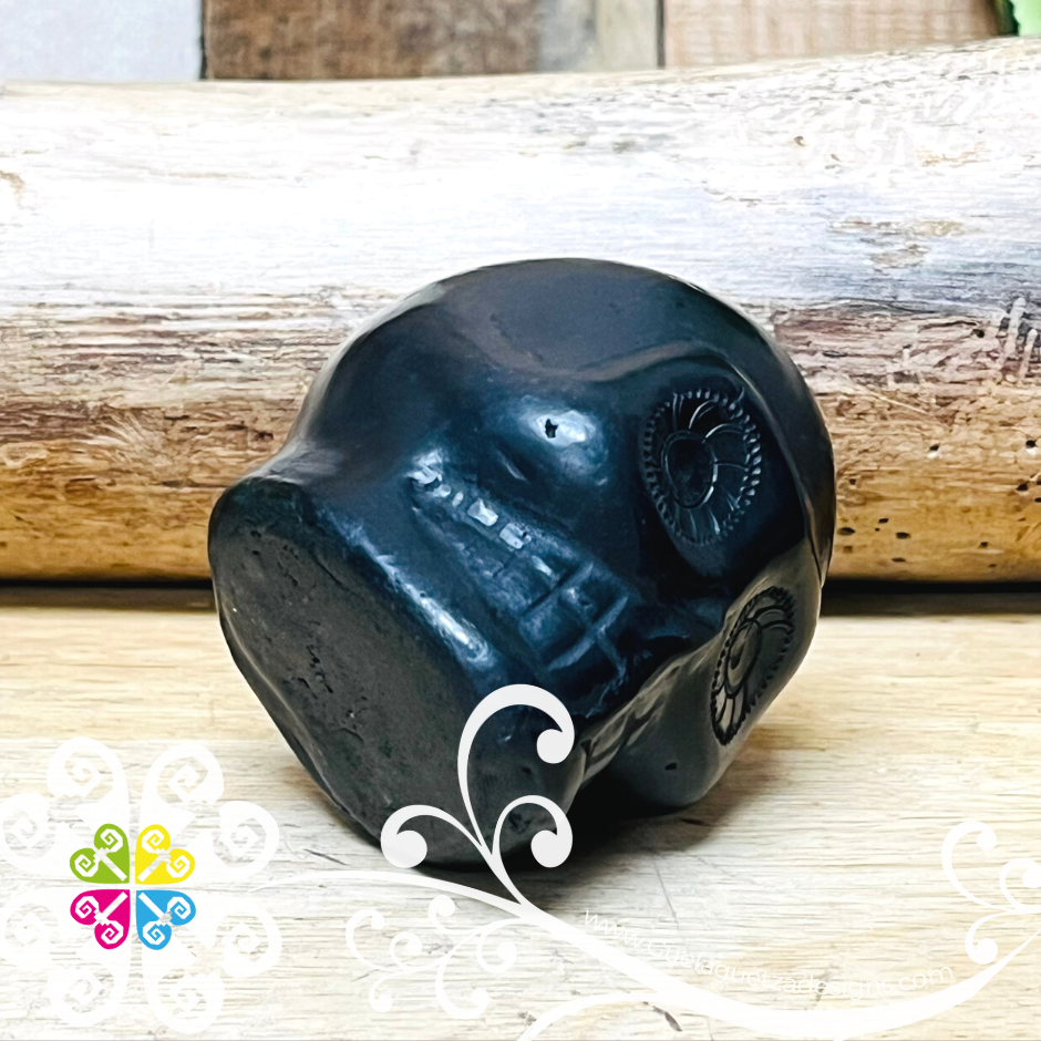 Set of 2 Calaverita Black Clay Shot- Tequilero - Barro Negro Oaxaca