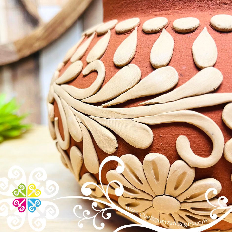 Small Beautifully Imperfect Decorated Clay Ollita - Barro Bordado Oaxaca