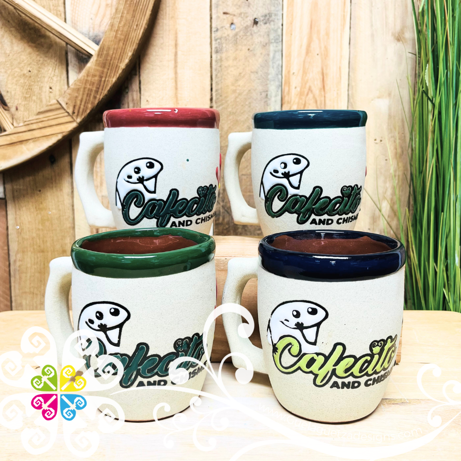 Set of 4 Cafecito & Chisme Clay Mugs - Set Taza Barro