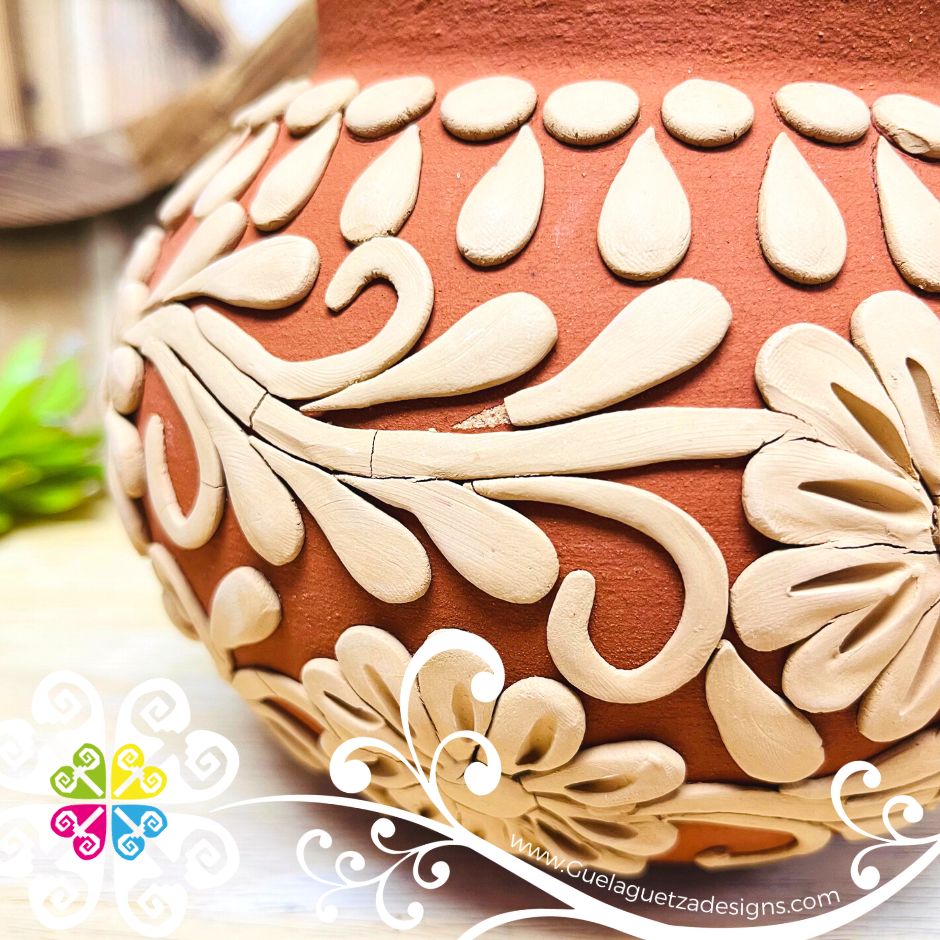 Small Beautifully Imperfect Decorated Clay Ollita - Barro Bordado Oaxaca