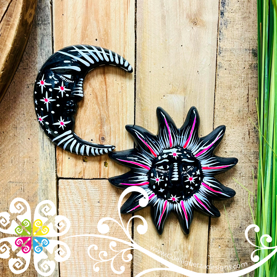 Small Black Sun & Moon Set - Wall Decor