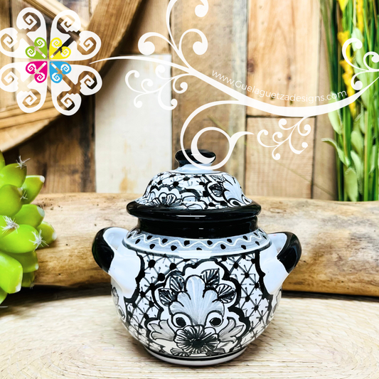 Medium Black Talavera Sugar Bowl - Talavera Azucarera - Talavera Kitchen