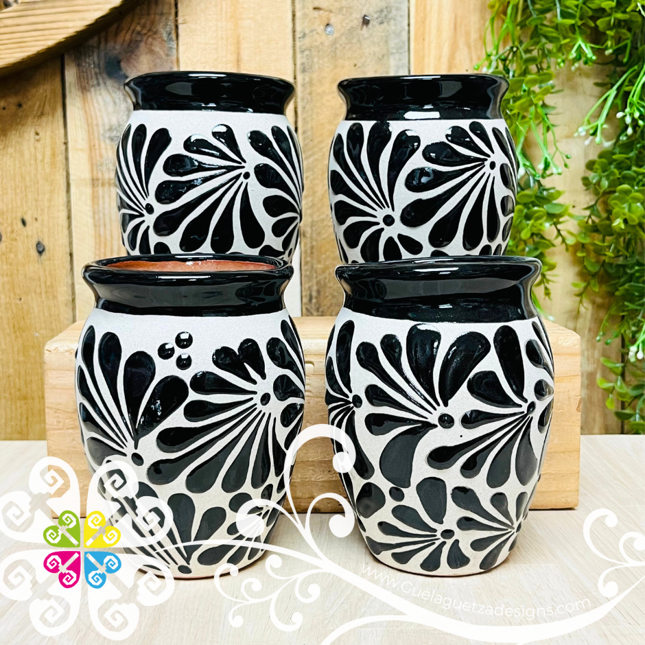 Set of Black Espiga Plumeado Cantarito Cup - Set Clay Cantarito