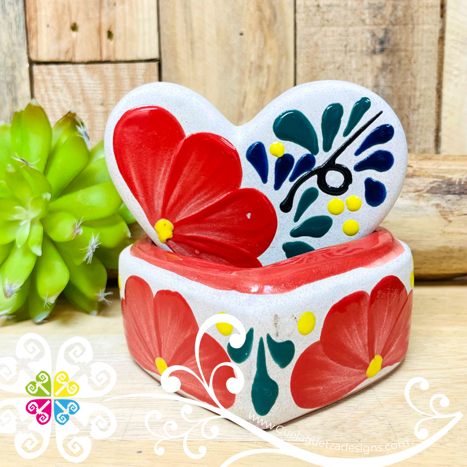 Flower Heart Clay Box - Jewelry Box - Alajero Corazon