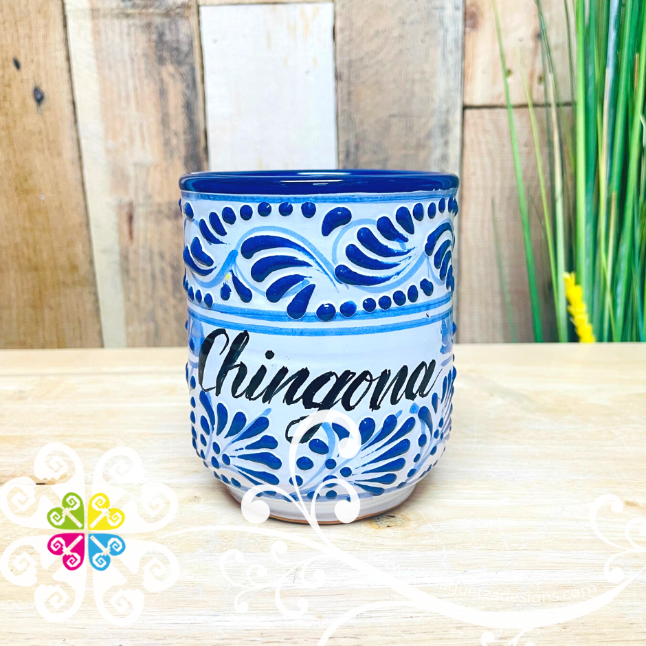 Chingona - Blue Talavera Mug - Single Talavera Mug