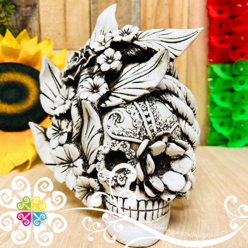 Large Catrina Floreada - Artisan Day of Dead Resin Skull