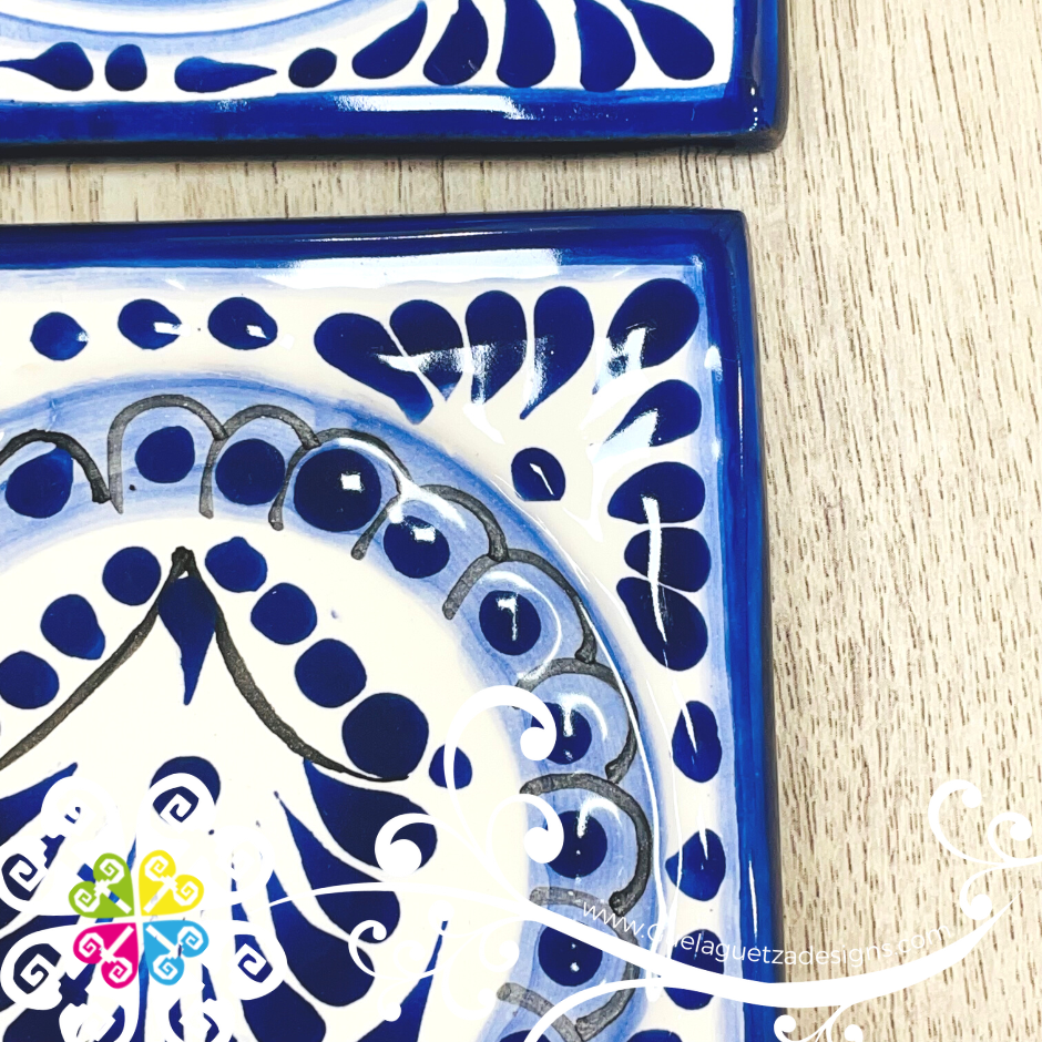 Set of 4 Blue Talavera Coasters - Talavera Kitchen